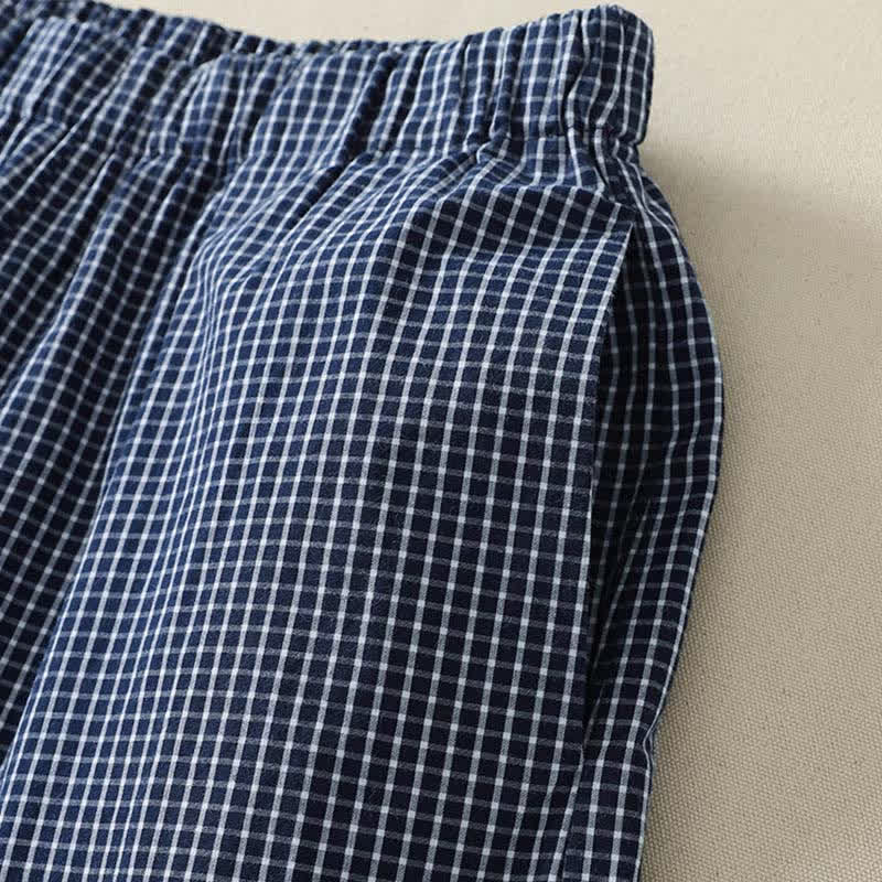 Buddha Stones Spring Summer Casual Vintage Plaid Ankle Pants Women's Straight Leg Pants With Pocket - image 3