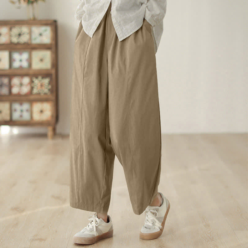 Buddha Stones Simple Lines Design Ankle-Length Women's Harem Pants With Pockets - image 8