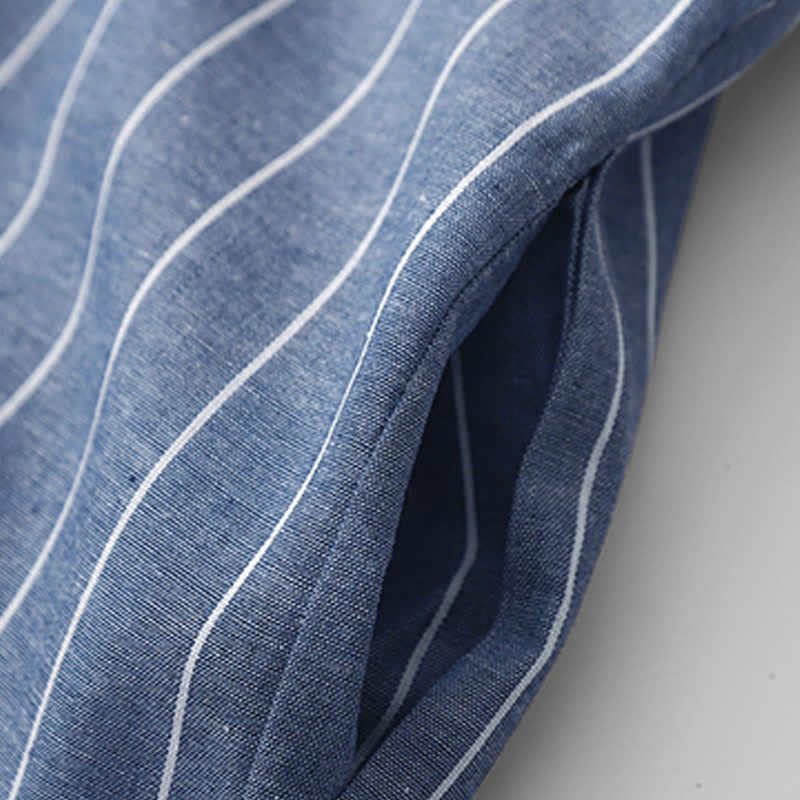 Buddha Stones Spring Casual Minimalist Button-Up Striped Women's Long Sleeve Dresses - image 12