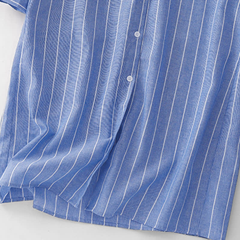 Buddha Stones Spring Casual Minimalist Button-Up Striped Women's Long Sleeve Dresses - image 4