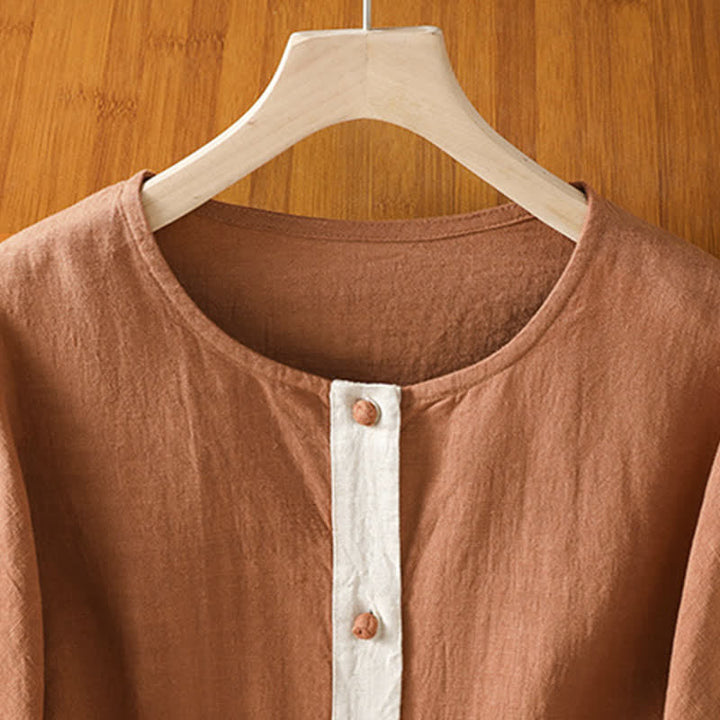 Buddha Stones Summer Casual Patch Pocket Button-Up Solid Women's Short Sleeve Shirts With Pocket - image 11