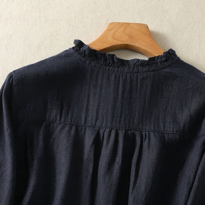 Buddha Stones Spring Summer Casual Button-Up Solid Women's Short Sleeve Shirts - image 23
