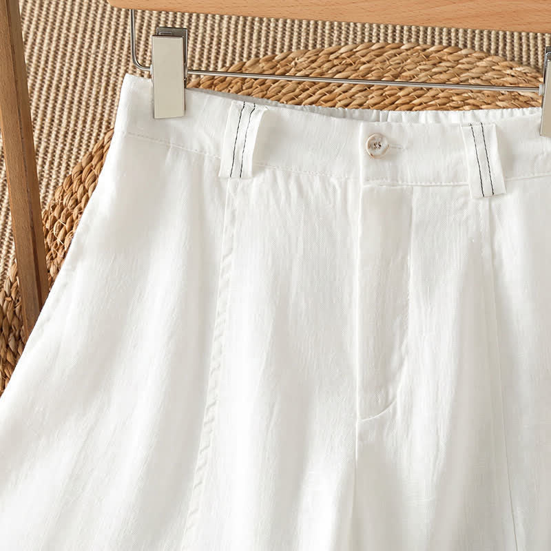 Buddha Stones Spring Summer Casual Solid Zipper Design Ankle Pants Women's Wide Leg Pants With Pocket - image 12