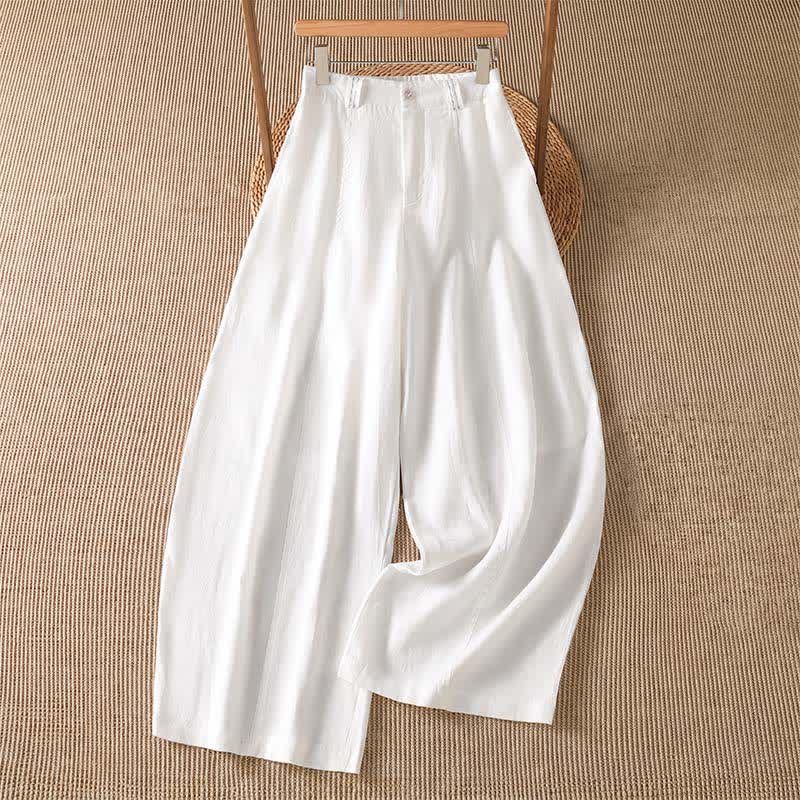 Buddha Stones Spring Summer Casual Solid Zipper Design Ankle Pants Women's Wide Leg Pants With Pocket - White - US8-10, UK/AU12-14, EU40-42 (2XL) - image 10
