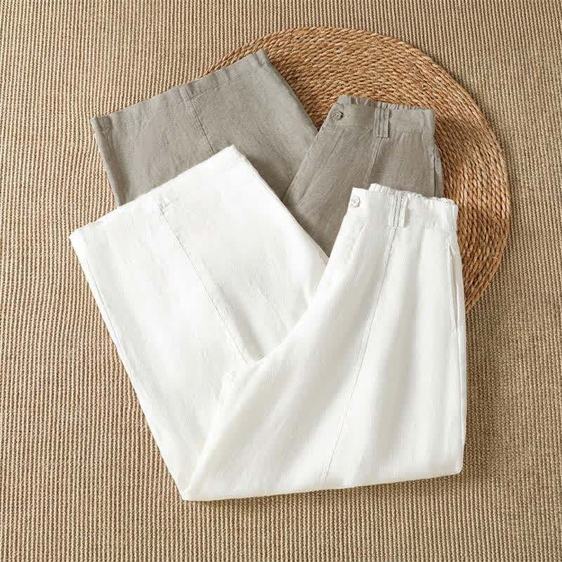 Buddha Stones Spring Summer Casual Solid Zipper Design Ankle Pants Women's Wide Leg Pants With Pocket - image 17