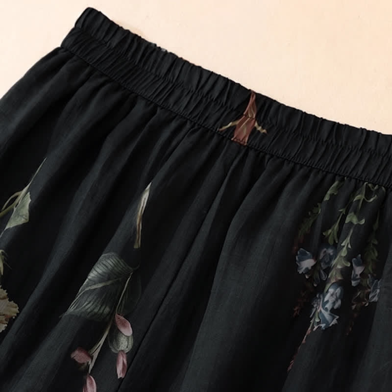 Buddha Stones Spring Summer Boho Floral Ankle Pants Women's Wide Leg Pants With Pockets - image 1