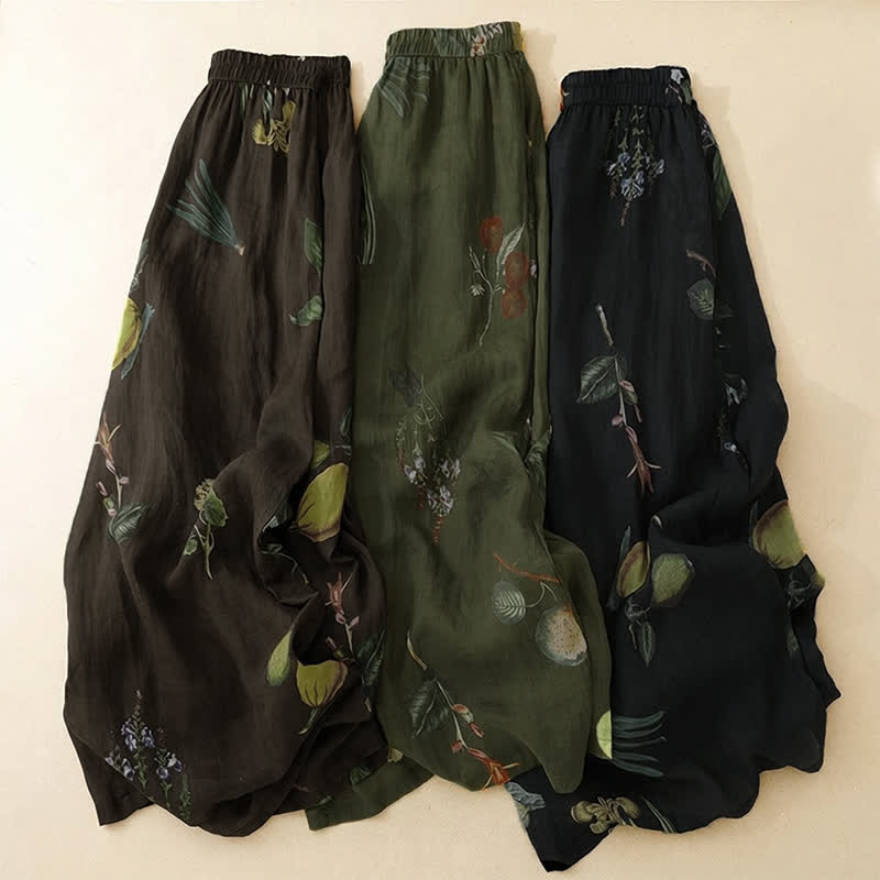 Buddha Stones Spring Summer Boho Floral Ankle Pants Women's Wide Leg Pants With Pockets - image 25