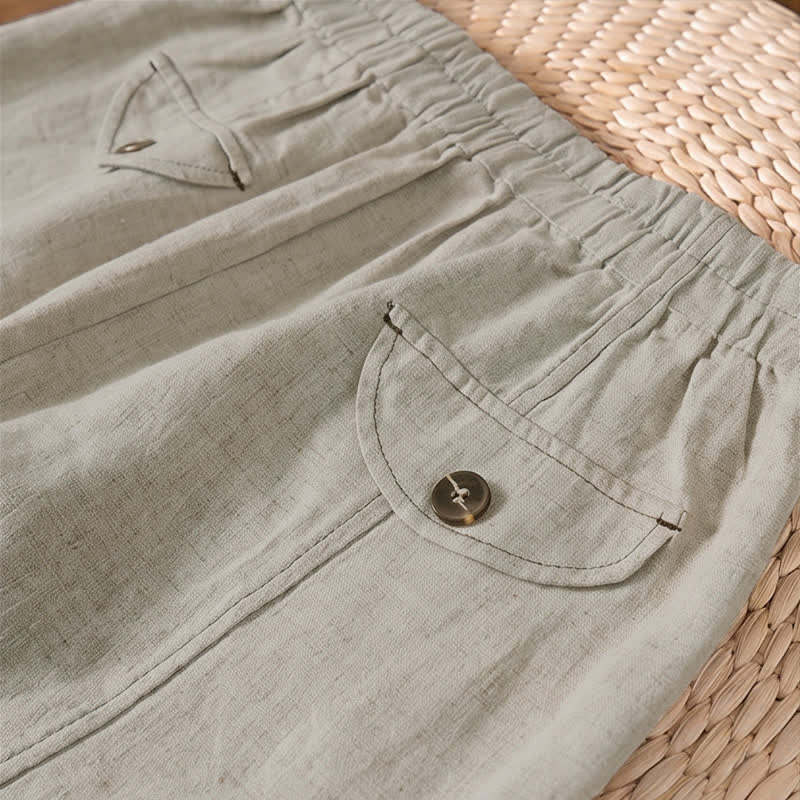 Buddha Stones Spring Summer Casual Minimalist Solid Ankle Pants Women's Straight Leg Pants With Pocket - image 5