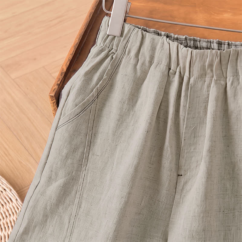 Buddha Stones Spring Summer Casual Minimalist Solid Ankle Pants Women's Straight Leg Pants With Pocket - image 3