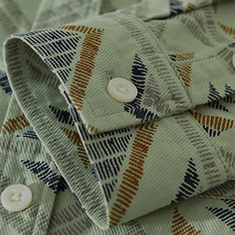 Buddha Stones Spring Fall Casual Boho Button-Up Geometric Cotton Men's Long Sleeve Shirts With Pocket - image 12