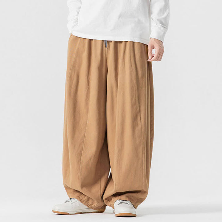 Buddha Stones Fall Casual Simple Drawstring Solid Cotton Long Pants Men's Straight Leg Pants With Pockets - Goldenrod - US/UK/AU46，EU56 (5XL) - image 33