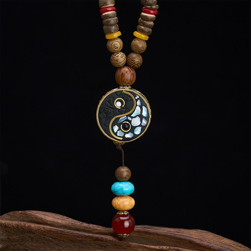 Buddha Stones Wenge Wood Yin Yang Grounding Balance Beaded Necklace - image 8