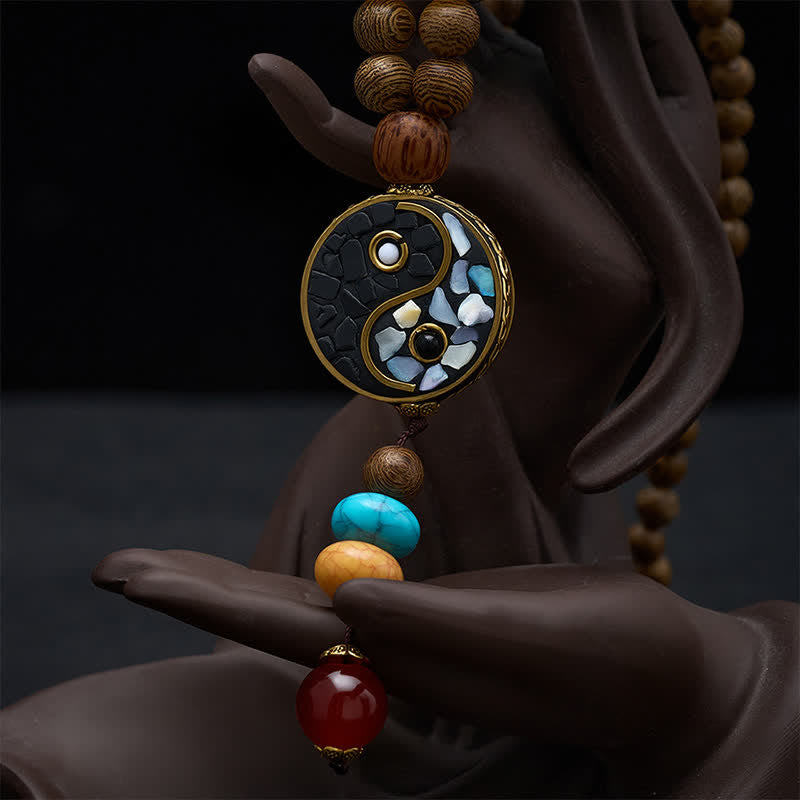 Buddha Stones Wenge Wood Yin Yang Grounding Balance Beaded Necklace - image 4