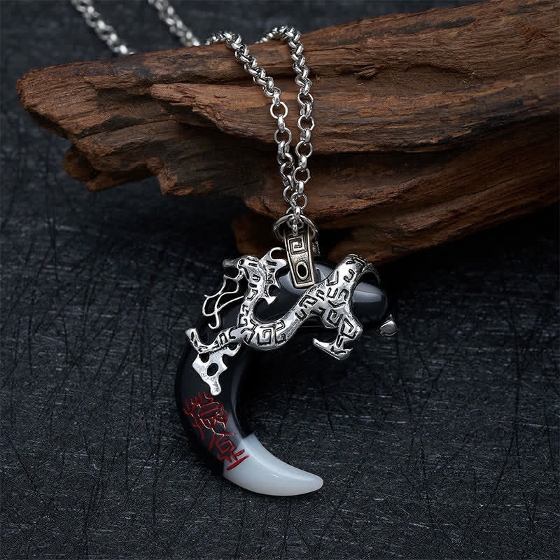 Buddha Stones Dragon Strength Crescent Pendant Necklace - image 3