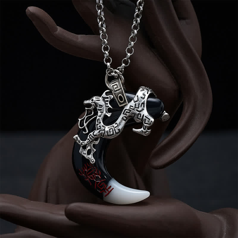 Buddha Stones Dragon Strength Crescent Pendant Necklace - image 4