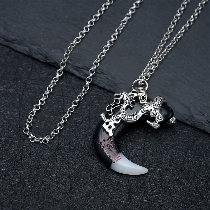 Buddha Stones Dragon Strength Crescent Pendant Necklace - image 2