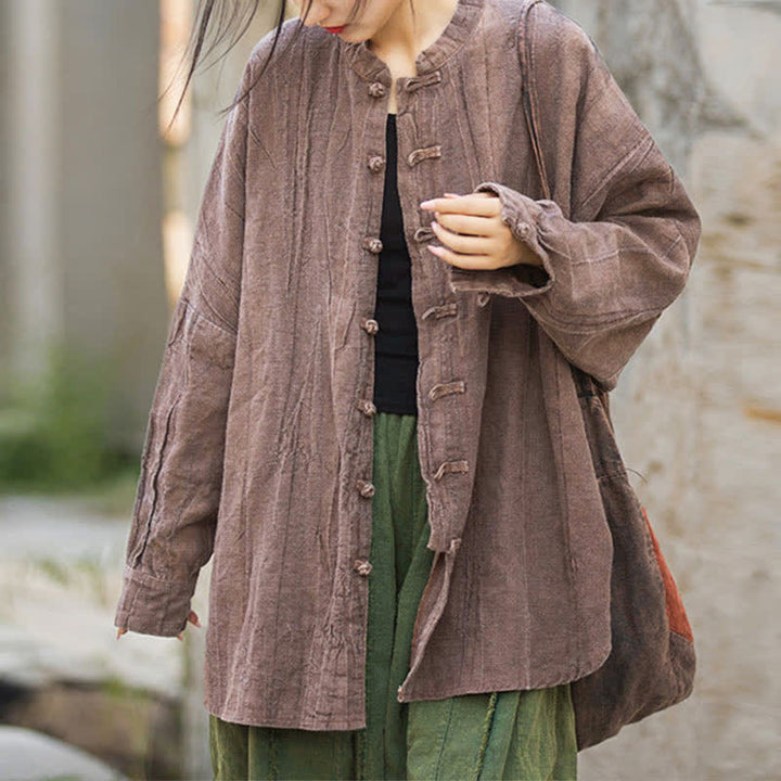 Buddha Stones Tie Dye Frog-Button Long Sleeve Zen Meditation Open Front Jacket - PaleVioletRed(Top Only)-US4-14，UK/AU8-18，EU36-46 (F) - image 21