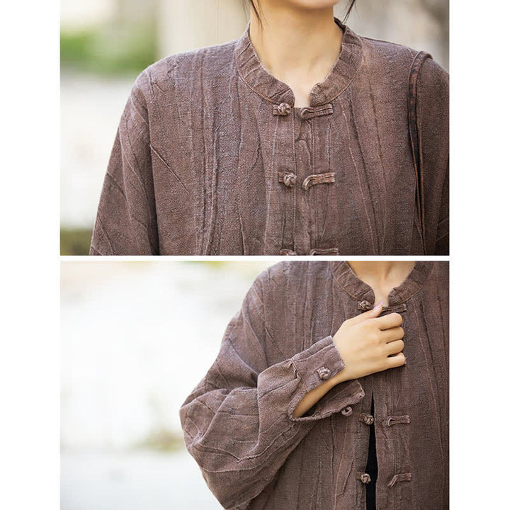 Buddha Stones Tie Dye Frog-Button Long Sleeve Zen Meditation Open Front Jacket - image 26