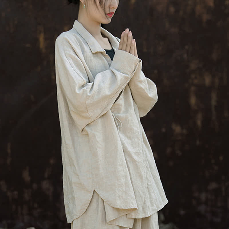 Buddha Stones Meditate Ramie Cotton Clothing - Linen - US4-12，UK/AU8-16，EU36-44 (F) - image 0