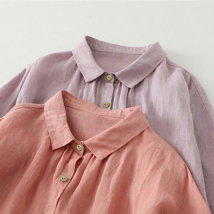 Buddha Stones Casual Plain Buttons Women's Half Sleeve Shirt - image 21