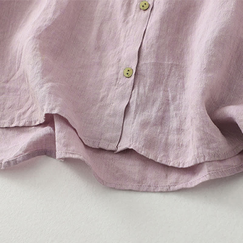 Buddha Stones Casual Plain Buttons Women's Half Sleeve Shirt - image 5