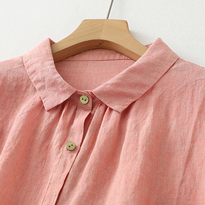 Buddha Stones Casual Plain Buttons Women's Half Sleeve Shirt - image 10