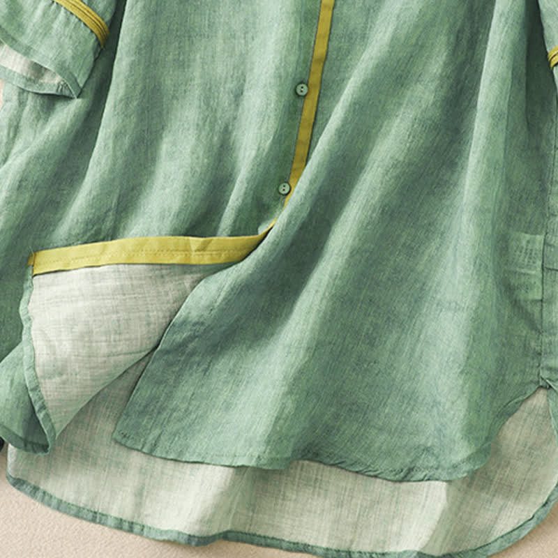 Buddha Stones Summer Casual Embroidered Stand Collar Design Three Quarter Sleeve Midi Dress - image 3