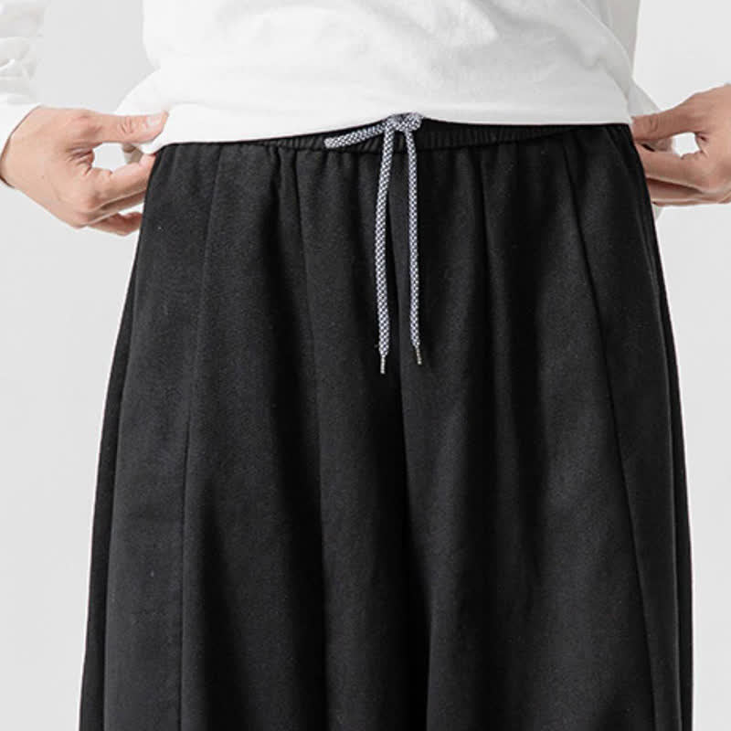 Buddha Stones Fall Casual Simple Drawstring Solid Cotton Long Pants Men's Straight Leg Pants With Pockets - image 14