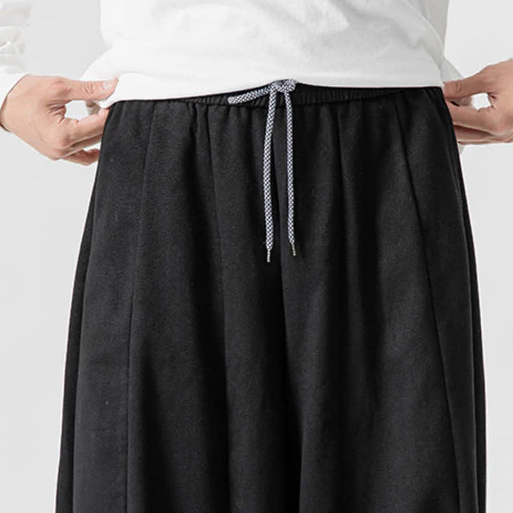 Buddha Stones Fall Casual Simple Drawstring Solid Cotton Long Pants Men's Straight Leg Pants With Pockets - image 14
