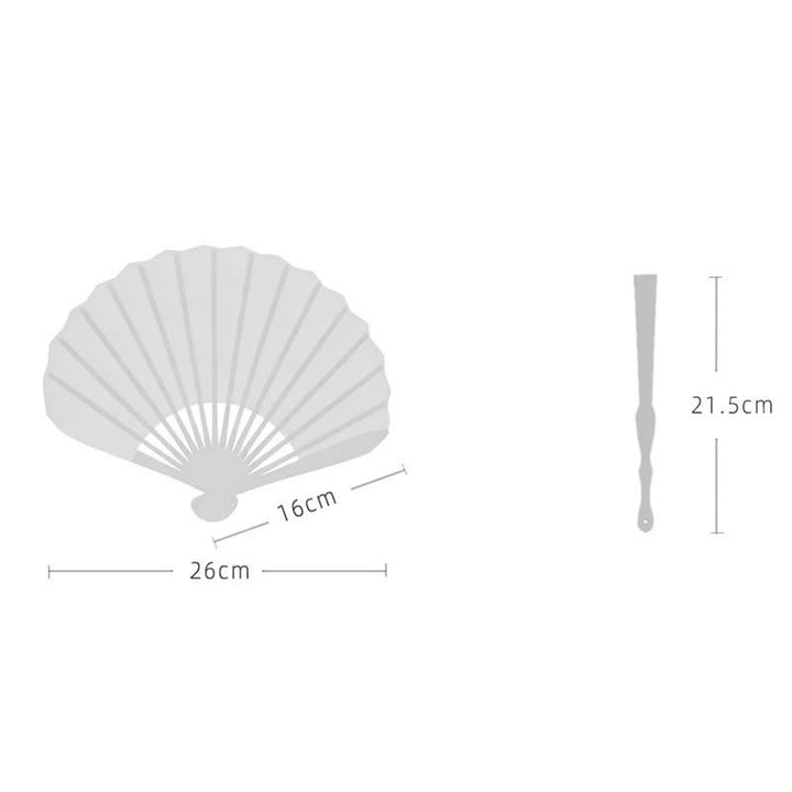 Buddha Stones Elegant Vintage Mesh Pattern Shell Shape Bamboo Folding Fan - image 3