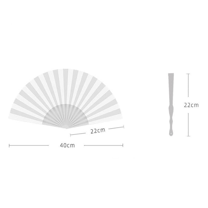 Buddha Stones Solid Color Rustic Elegance Cotton Linen Bamboo Folding Fan 22 cm - image 4