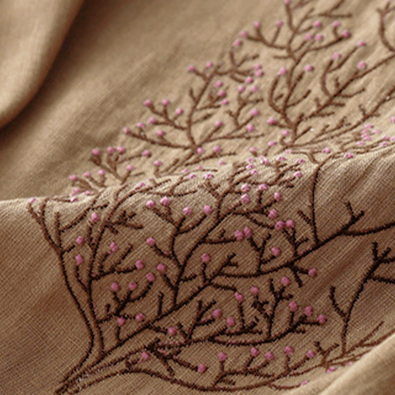 Buddha Stones Casual Embroidery Tree Drawstring Women's Crew Neck Design Half Sleeve T-Shirt - image 19