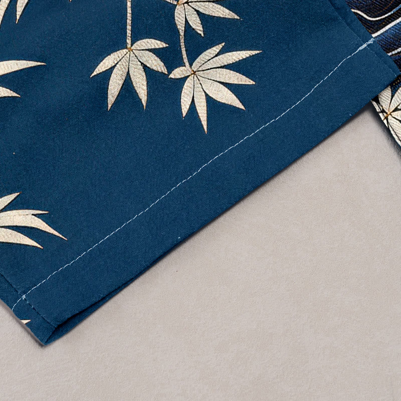 Buddha Stones Pure Cotton Elegant Crane Bamboo Pattern Women's Elastic Waist Pants With Pockets - image 1