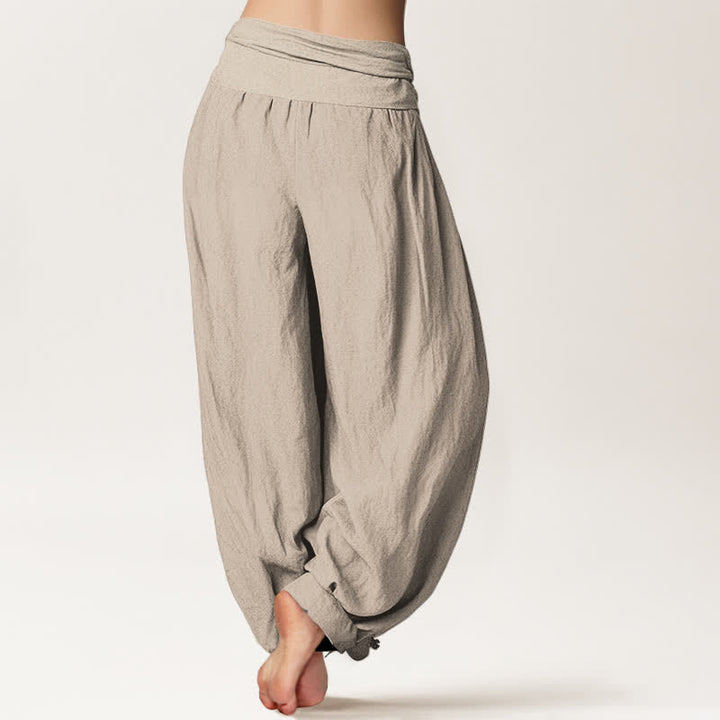 Buddha Stones Pure Cotton Lotus Moon Pattern Women's Elastic Waist Harem Pants - image 13