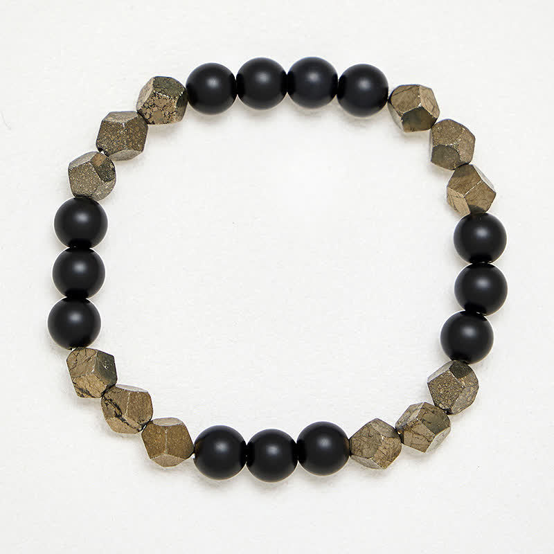 Buddha Stones Pyrite Wealth Faceted Beads Vintage Bracelet - image 3