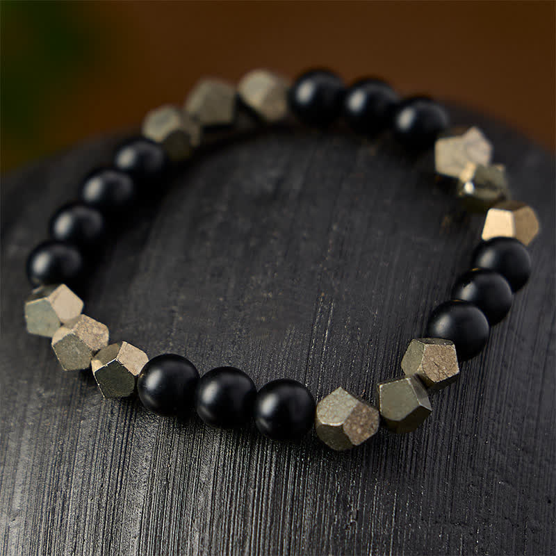 Buddha Stones Pyrite Wealth Faceted Beads Vintage Bracelet - image 2