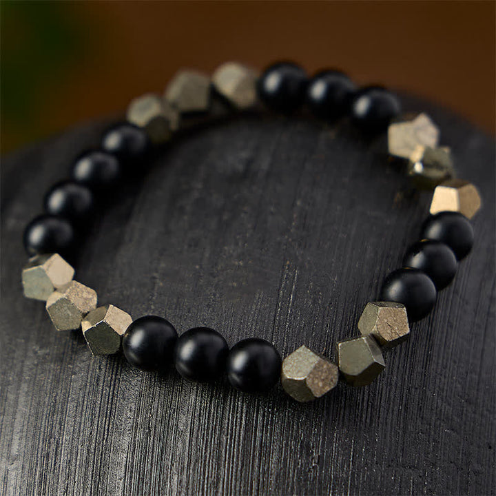 Buddha Stones Pyrite Wealth Faceted Beads Vintage Bracelet - image 2