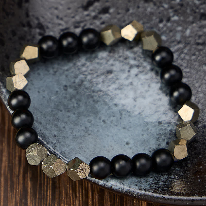 Buddha Stones Pyrite Wealth Faceted Beads Vintage Bracelet - image 1