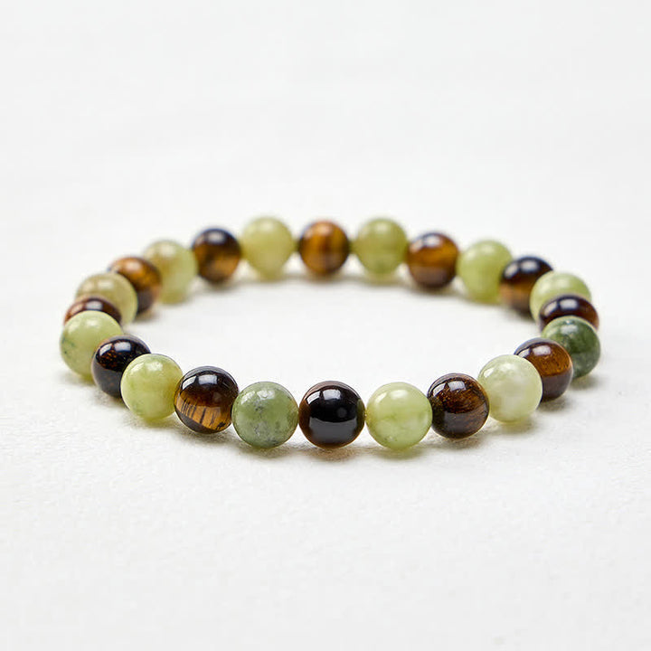 Buddha Stones Tiger Eye Jade Strength Round Beaded Bracelet - image 4