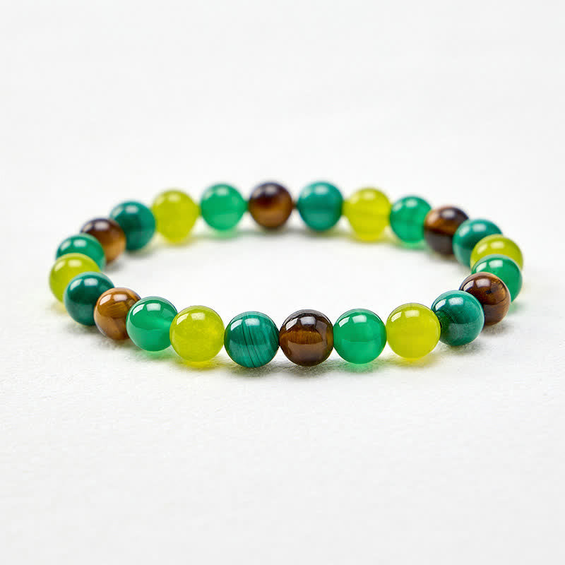 Buddha Stones Tiger Eye Malachite Cyan Jade Green Agate Courage Bracelet - image 4
