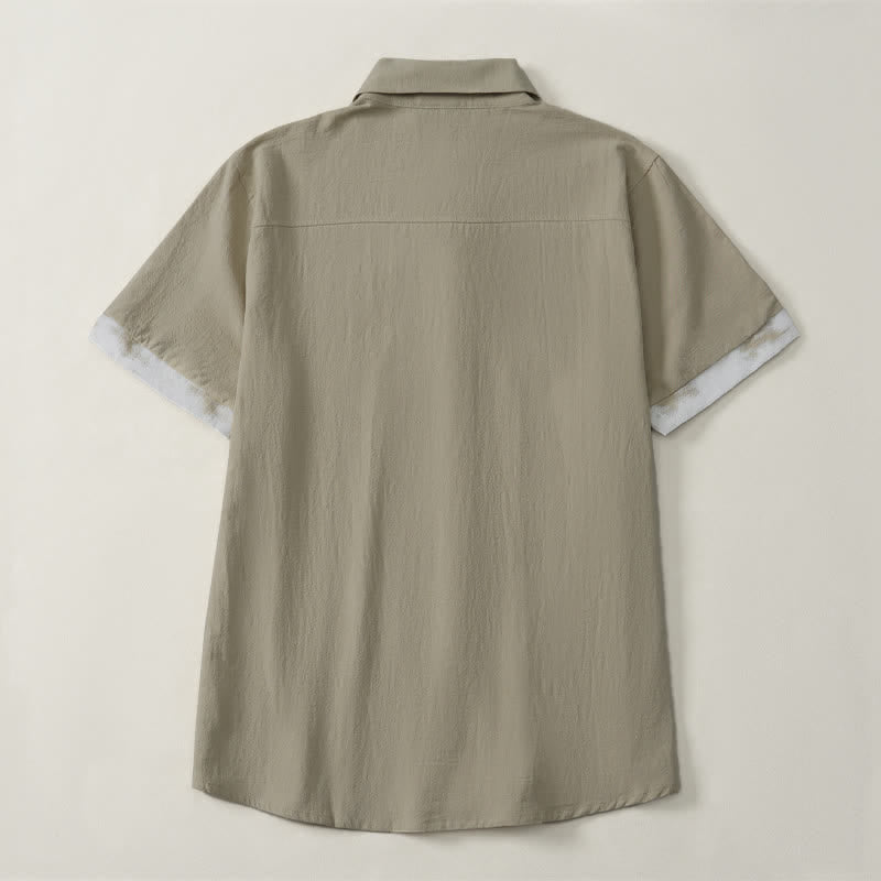 Buddha Stones Summer Casual Boho Tie-Dye Solid Men's Short Sleeve Shirts - image 1