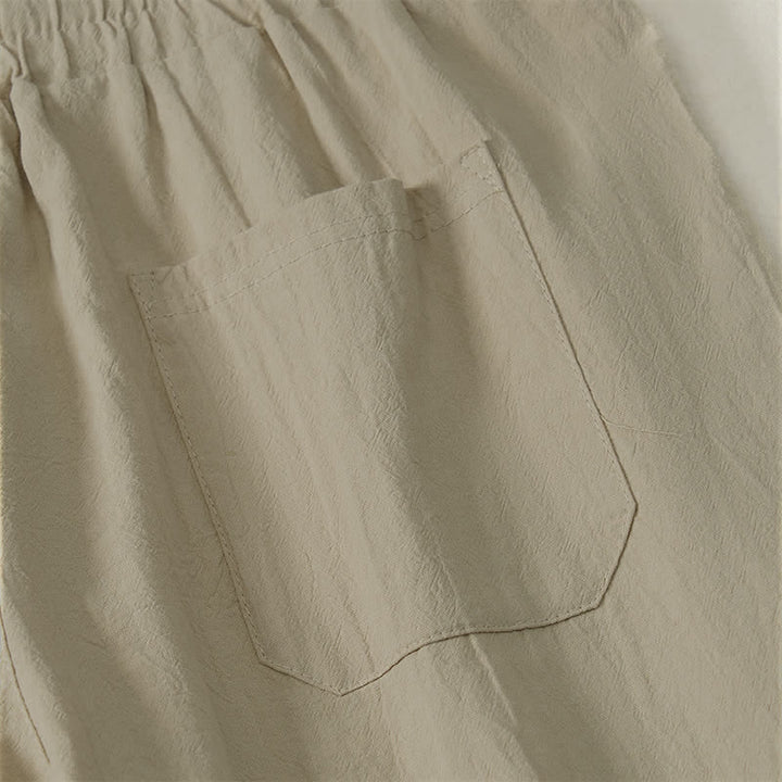 Buddha Stones Fall Casual Plain Drawstring Solid Long Pants Men's Straight Leg Pants With Pocket - image 6