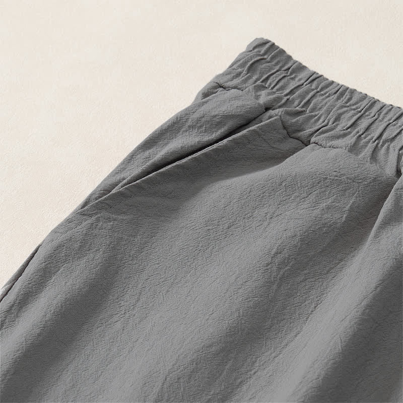 Buddha Stones Fall Casual Plain Drawstring Solid Long Pants Men's Straight Leg Pants With Pocket - image 20