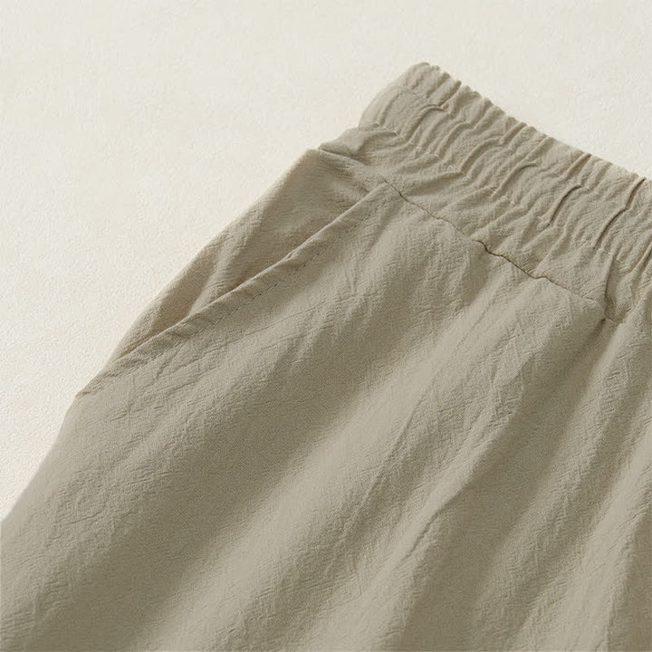 Buddha Stones Fall Casual Plain Drawstring Solid Long Pants Men's Straight Leg Pants With Pocket - image 2