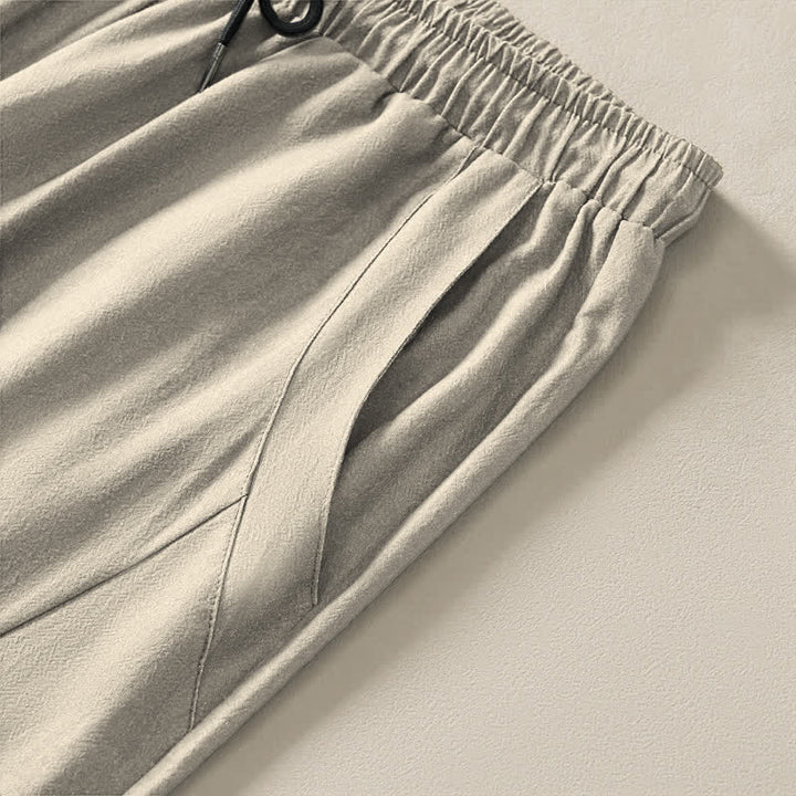 Buddha Stones Pure Cotton Zen Plum Blossom Pattern Drawstring Men's Tapered Pants With Pockets - image 4