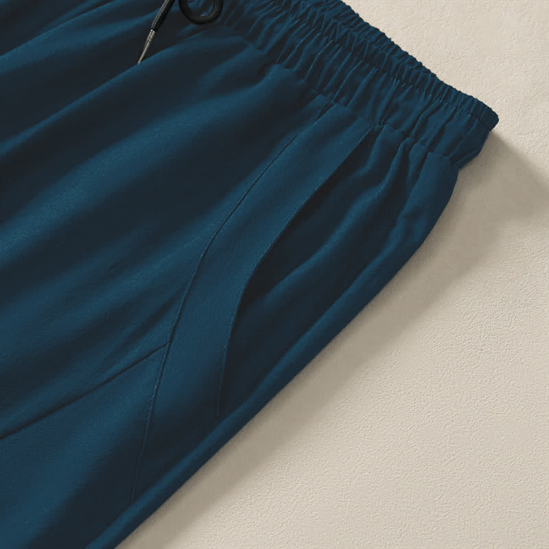Buddha Stones Pure Cotton Ocean Tide Wave Pattern Drawstring Men's Tapered Pants With Pockets - image 4