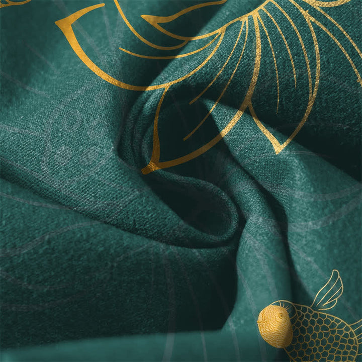 Buddha Stones Pure Cotton Golden Lotus Koi Pattern Drawstring Men's Tapered Pants With Pockets - image 6