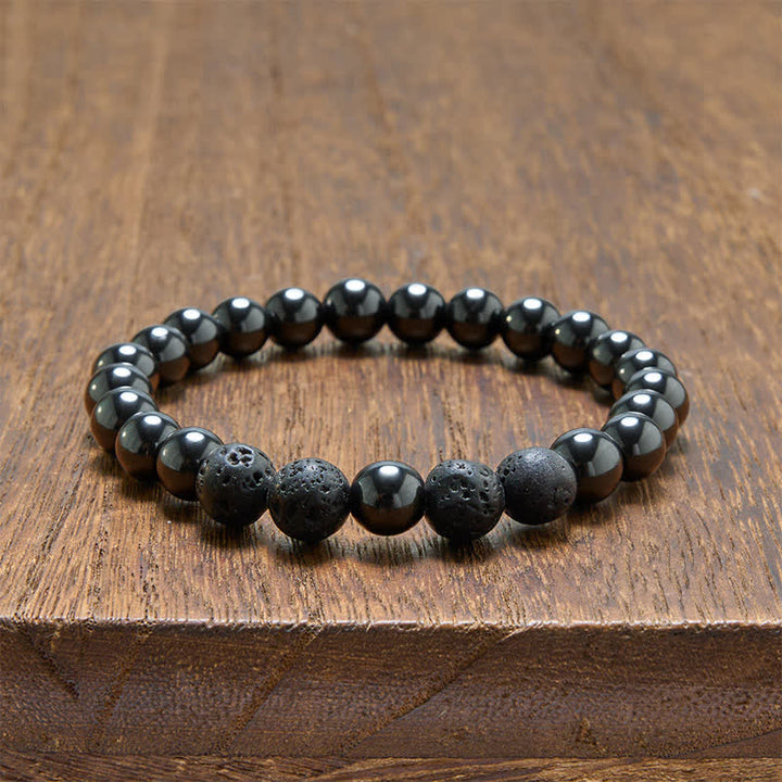 Buddha Stones Hematite Lava Rock Grounding Minimalist Beaded Bracelet - image 9