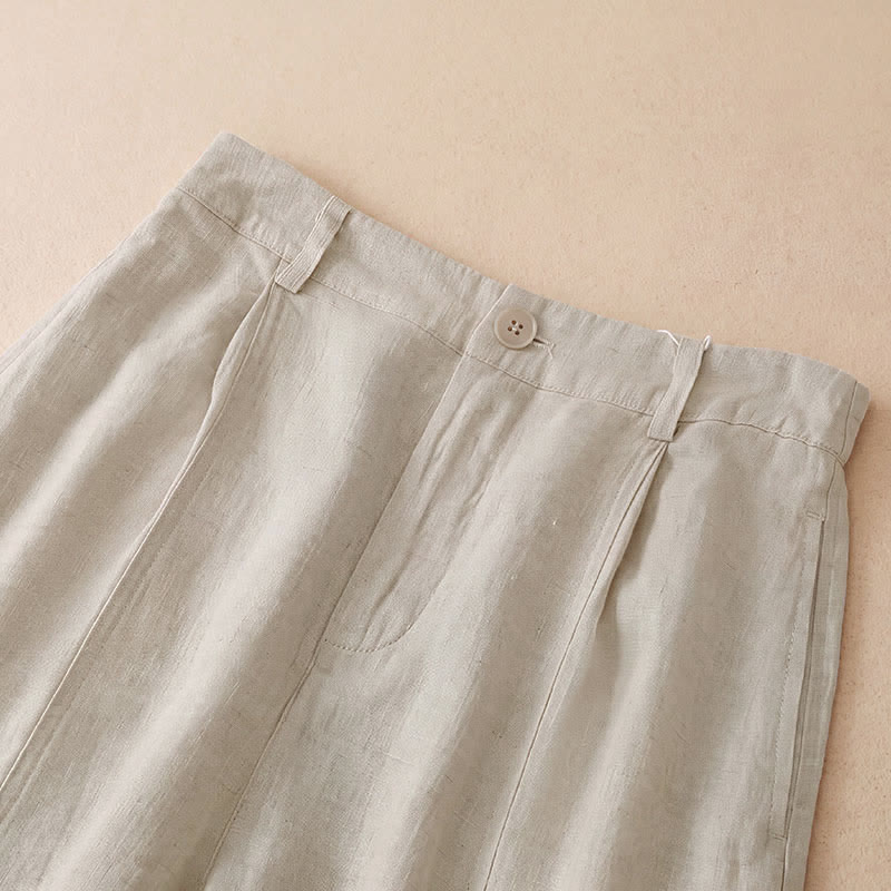 Buddha Stones Spring Summer Casual Minimalist Solid Zipper Design Cropped Pants Women's Wide Leg Pants With Pockets - image 20