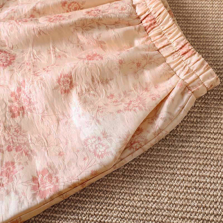 Buddha Stones Spring Summer Casual Boho Pink Floral Long Pants Women's Wide Leg Pants With Pockets - image 5